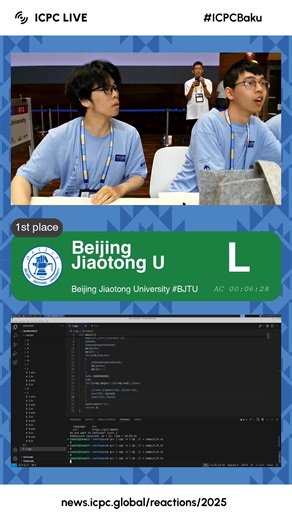 Beijing Jiaotong University was first to solve Problem L (and first in the competition!) #icpcbaku | ICPC News