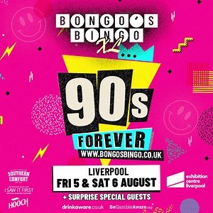 LIVERPOOL XL: BIGGEST. BINGO. EVER! This August, we’re bringing you our biggest weekend to date. The King of bingo, Jonny Bongo, and the boys will be taking over the stage at Exhibition Centre Liverpool for two massive 90s themed parties. We may even be joined by a couple of surprise guests Two nights. 90s anthems. Bingo on steroids. Almost 8,000 people. Tickets on sale SATURDAY Credit @ 4pm General release @ 6pm https://bit.ly/3vErv8v | Bongo's Bingo