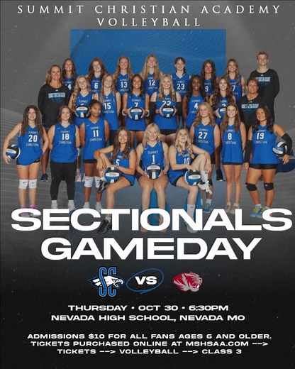 It's time to road trip to Nevada MO and cheer on our SCA Eagles in their state sectional game tonight at 6:30! Tickets are $10 and purchased online at https://www.mshsaa.org/Tickets.aspx | Summit Christian Academy Eagle Zone
