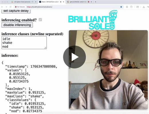 Detect head gestures with smart glasses Used Edge Impulse to create a simple classifier to detect head gestures (nod and shake) based on motion data, all running on the glasses itself via Tensorflow… | Brilliant Sole