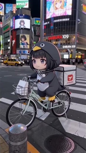 POV: You met a Penguin Delivery Girl in Shibuya Crossing! 🐧🇯🇵
