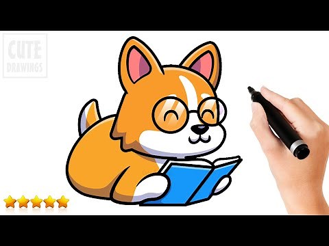 How to Draw a Dog Reading A Book (Easy and Cute)