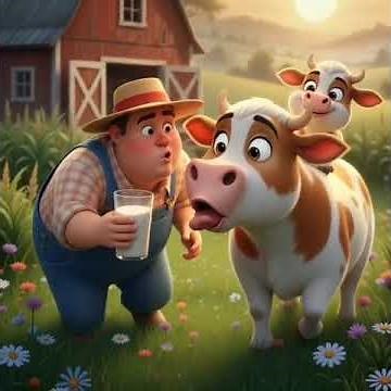 Moo Moo Yes Farmer! | Funny Cow Song for Kids | Animal Farm Rhymes #kidspoem #nurseryrhymes #poem