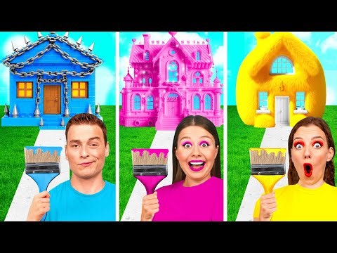 One Colored House Challenge | Easy Decoration Tricks by Fun Teen