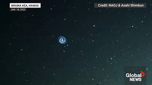 WATCH: A strange sight in the skies over Hawaii earlier this month after the Mauna Kea Observatory recorded video of a blue whirlpool swirling in the skies overhead. Scientists say it may have been related to a SpaceX Satellite launch. Also see: https://globalnews.ca/news/9341041/heres-whats-coming-canadian-space-exploration-nasa/ | 980 CFPL News