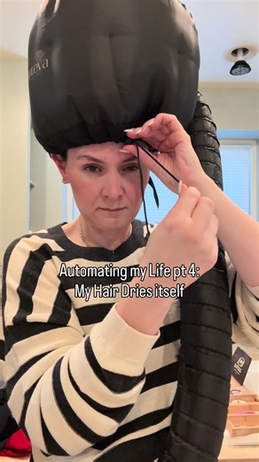 What you DON’T see is that for the ~15 mins my hair was in the dryer bonnet thing, I was WORKING from my phone. Getting stuff done 🫶Because my hands were free. Could also do your makeup. 👉Follow me for more life automations (most using tech and AI), but I totally count this. Don’t do this because it’s the better way to dry your hair. Do it because you aren’t filled with anxiety at the thought of holding a damn hair dryer for 1 million years. I had a stopping point so I finished it up with. Reg