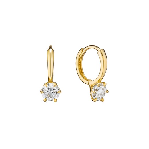 14k 18k Yellow Gold Diamond Drop Huggie Hoop Earrings, Round Brilliant Solitaire Diamond Dangle - Etsy