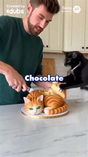 Sora AI: ANGRY Cat Cake Challenge! 😡 Owner BEGS: "It's Not Real, Chill!" #Shorts