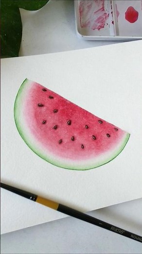 How to paint watermelon slice with watercolors | Full step by step tutorial on my channel