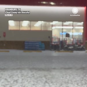 Heavy hailstorms hammer Granbury, TX, on Saturday, piling up around a gas station and covering roads with ping-pong ball-sized ice! 🌨️🚗 | AccuWeather