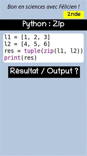 Python : La fonction zip (épisode 23). #python #programmation #programming #zip #fonction #shorts