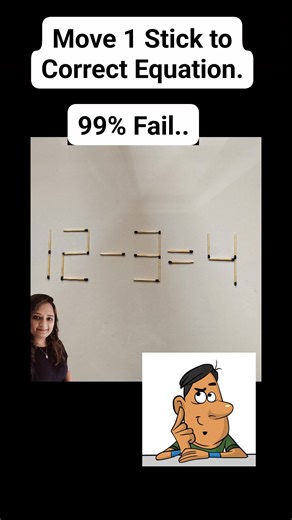 Matchstick Puzzle Challenge! Can you crack the answer before the timer runs out? Only 1% people solve it on the first try… ready to test your brain? 🧠🔥 #puzzle #puzzletime #PuzzleChallenge #MindGames #education #educational #EducationForAll #teacher #teaching #viralreelschallenge #trendingreel #mathskills #mathematics #maths #mathstricks #NumberGame #numbersequnce | Amee Kotadiya