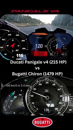 Ducati Panigale V4 vs Bugatti Chiron #superbikes #motorcycle #racing #supercars #streetracing #cars