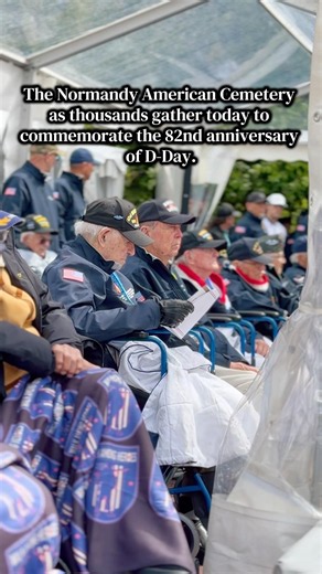 Normandy American Cemetery as thousands gather today to commemorate the 82nd anniversary of D-Day.