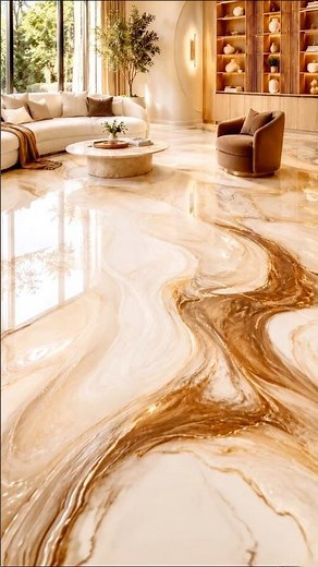 Epoxy Floor Transformation: Pearl White Mocha Marble Mirror Floor