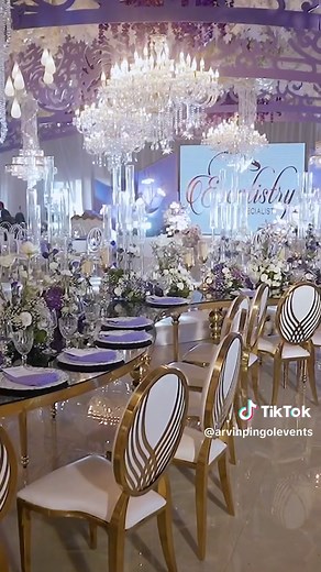 Lilac & Lavander wedding reception setup