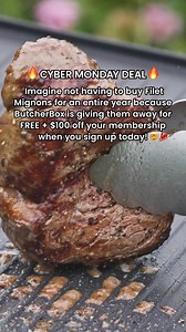 🚨Our Cyber Monday Sale Is Here!🚨Get FREE Steaks for a YEAR $100 off and save up to $1,024* when you sign up with ButcherBox. Get your choice of 100% Grass-Fed, Grass-Finished: 🥩Ribeyes 🥩 🥩Filet Mignons 🥩 🥩NY Strips 🥩 | ButcherBox