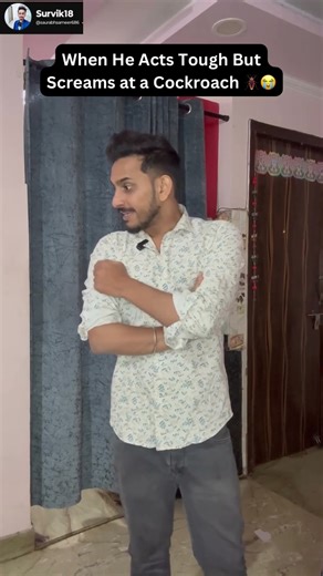 Tough Guy vs Cockroach 🪳😂 #youtube #tough #survik18shorts