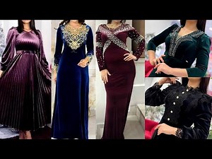 Eng so`nggi modadagi kuz-qish mavsumi uchun velyur liboslar fasonlari