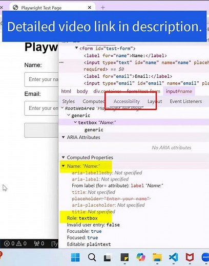 How To Find Role & Accessible Name of Any Web Element For Playwright getByRole Locator? #playwright