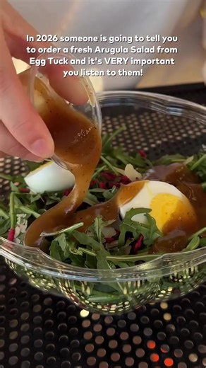 eggtuck Sometimes breakfast calls for something green. Our Arugula Salad brings a fresh option to the table, made so you can add the crunch or kick you're craving and enjoy it your way. #Eggtucktexas #arugulasalad #brunchspots #brunchfood #arugulasalad