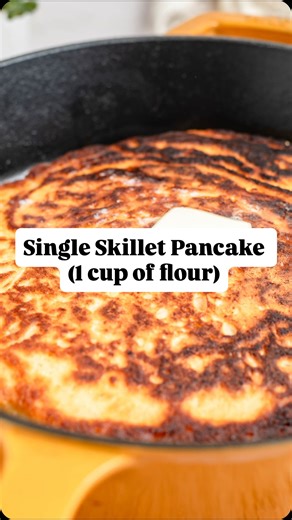 Because sometimes you only want one pancake! My small-batch pancake recipe is scaled down to use 1 cup of flour and makes one large pancake. I like to cut mine into wedges like a pizza for dipping in maple syrup. Easy peasy!⁠ ⁠ https://thepracticalkitchen.com/single-small-batch-pancake/ | The Practical Kitchen
