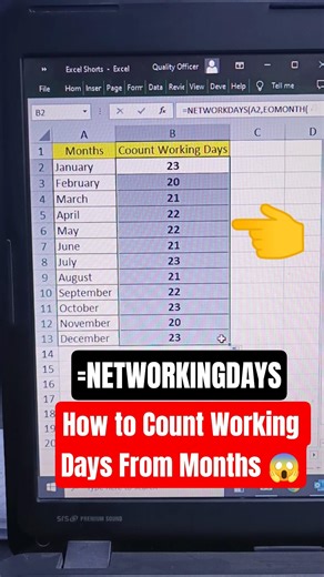 🔥 How to count working days from months | How to use NETWORKINGDAYS formula #excel #excelformulas