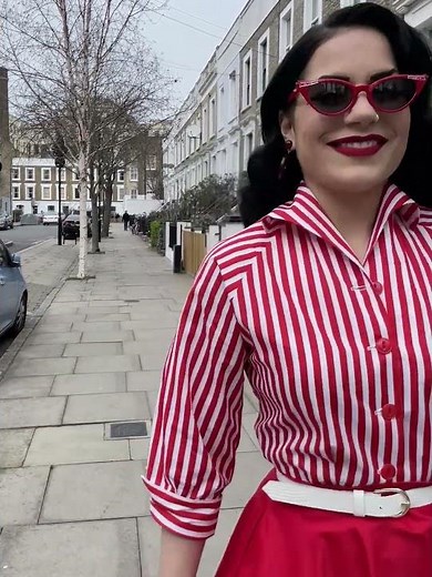 1950s Red Candy Stripe Raglan Blouse and Circle Skirt: new Spring Collection by Vivien of Holloway!