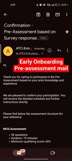 Pre Assessment Accenture mail #accenture #assessment #offerletter #onboarding #shorts #yt #ytshorts
