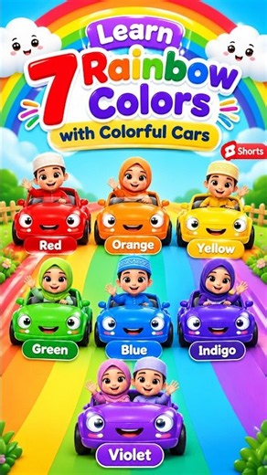 Learn 7 Rainbow Colors with Colorful Cars 🌈🚗 | Colors for Kids #shorts #car #rainbow