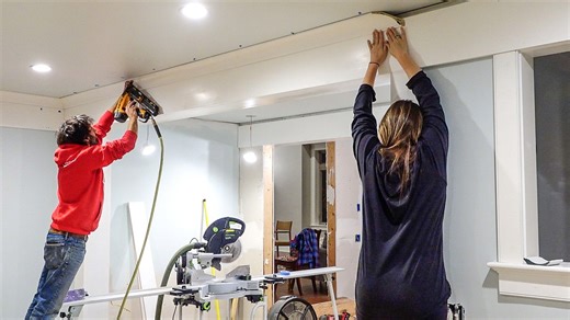 Installing crown & finishing the sunroom