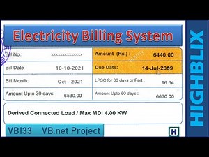 Electricity Billing | Visual Basic VB.net CSharp Mini Major Final Year Project Idea and Demo VB134