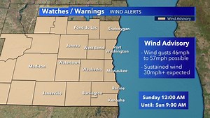 Wind advisory Sunday morning for SE Wisconsin