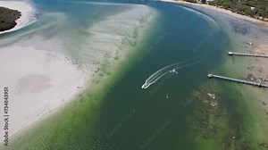 Ariel of boat heading north - Augusta, Western Australia Stock Video