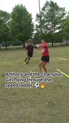 Anthony and the Champion Girl flying through the speed ladder ⚽️🔥