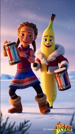 Chicken Banana Dances the Inuit Drum Dance ❄️🥁 | Arctic Animation for Kids
