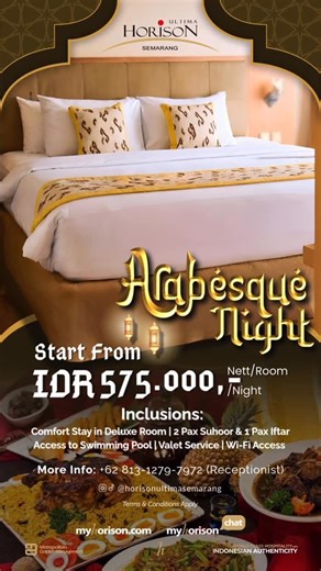 Horison Ultima Semarang on Instagram: "Stay in comfort, stay in style ✨ The Deluxe Room at Horison Ultima Semarang is designed to offer a comfortable, modern, and stylish stay, creating the perfect setting for every special moment. Start from: 💳 IDR 575.000,- Nett/Pax Inclusions: 🛏️ Comfort Stay at Deluxe Room 🍽️ Sahoor or Breakfast & Iftar 🥂 Welcome Drink 🏊‍♂️ Swimming Pool Access 🚗 Valet Service 📶 Wi-Fi Access 📅 Valid : 18 February 2026 - 19 March 2026 For Hotel Reservation & Informati