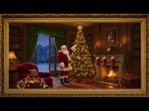 Santa’s Cozy Christmas Night | Warm Fireplace, Glowing Tree & Magical Ambience | 4K Art Screensaver