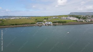 A drone shot of the lifeboat building at Rosses Point, Sligo, Ireland.