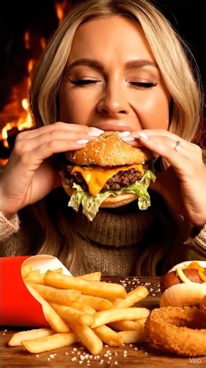 YOU CAN HEAR EVERY CRUNCH 😱🍔🍟 FAST FOOD ASMR | Fireplace #eating #asmr #food #mukbanginternational