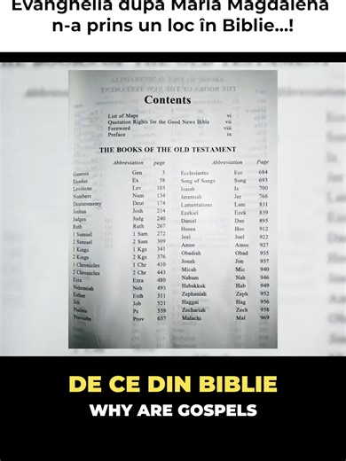 Evanghelia după Maria Magdalena n-a prins un loc în Biblie! De ce in Biblie lipsesc Evanghelii precum cea a lui Toma, a Mariei Magdalena, a lui Barnaba sau cea Egipteană...? \tAșa cum poate că știi deja, termenul „canon” este folosit pentru a descrie cărțile care sunt inspirate divin. Cele de mai sus sunt ... „apocrife”. Sau, într-un termen cunoscut generației noastre - sunt fake-uri. \tExistă criterii de recunoaștere a autenticului de neautentic stabilite de către Dumnezeu. Deși procesul uman d
