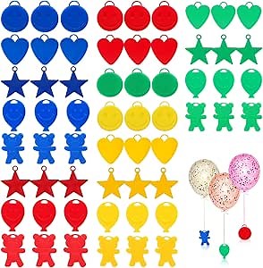 Balloon Weight Colorful Balloon Holder Reusable Plastic Helium Balloon Weights for Party Celebration Supplies Blue, Green, Red, Yellow (60pcs 8g)