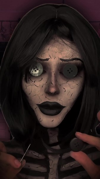 CORALINE - THE OTHER MOTHER 🪡🖤 #makeuptutorial #makeupcoraline #makeupartist #grwm