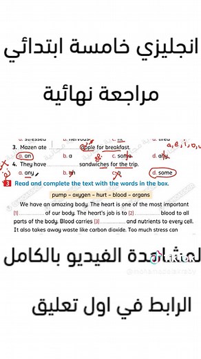 مراجعة شاملة انجليزي خامسة ابتدائي منهج جديد 2026