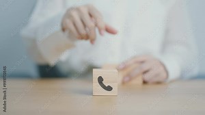 Contact Us concepts. Wood block of Email, call Phone and Website Address sign. For Customer support hotline, business Marketing, Corporate, communication and Advertising