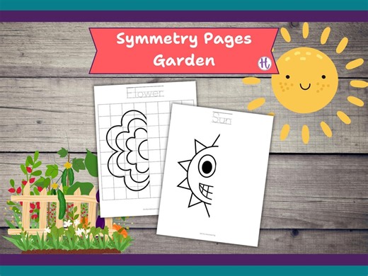 Garden Symmetry Pages, Printable Drawing Practice Worksheets for Kids (PDF) - Etsy