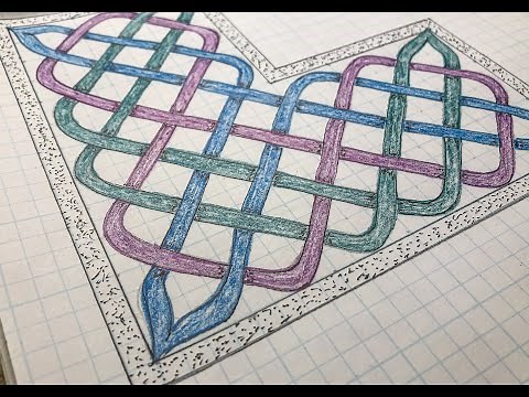 Celtic knot corner border tutorial using 3x3 grids