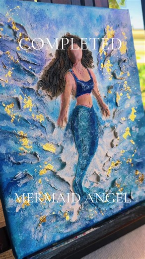 ✨ A Mermaid Angel Comes to Life ✨ Karen discovered my work on TikTok and felt called to bring a vision to life — a mermaid angel rising from the ocean with the energy of both water and light. This piece represents the harmony between the sea and the spirit… a guardian of calm waters, intuition, and transformation. Every brushstroke was guided by intuition, allowing the image to reveal itself as the painting unfolded. I’m so grateful when collectors trust me to create something this personal and 
