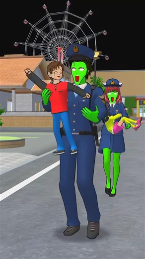 Papa menyelamatkan Yuta Mio dari polisi zombie.😱👮🏻🧟 #sakuraschoolsimulator #shorts #shortsvideo