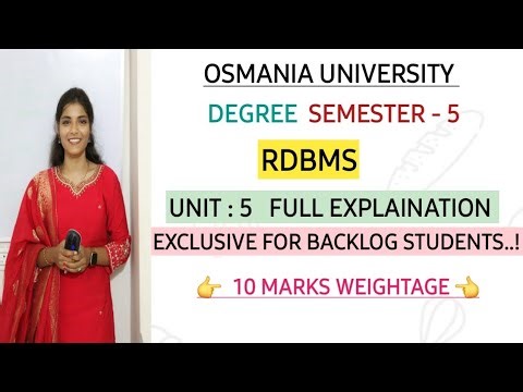 RDBMS || UNIT : 5 FULL EXPLAINATION || 10M || 💯 PASS || SEMESTER - 3 || O.U || ‎⁨@shivanipallela⁩